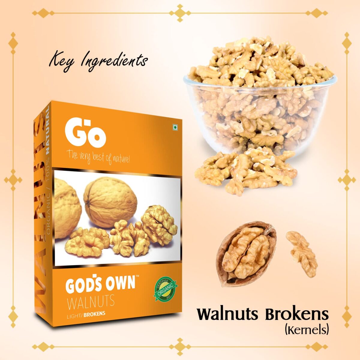 Go Organic Walnut Kernel (Broken Light) 250g| Walnuts Dry Fruits | Organic Walnuts | Kashmiri Walnuts Kernels for Snacking & Baking  Amazon.in Grocery & Gourmet Foods - Image 10