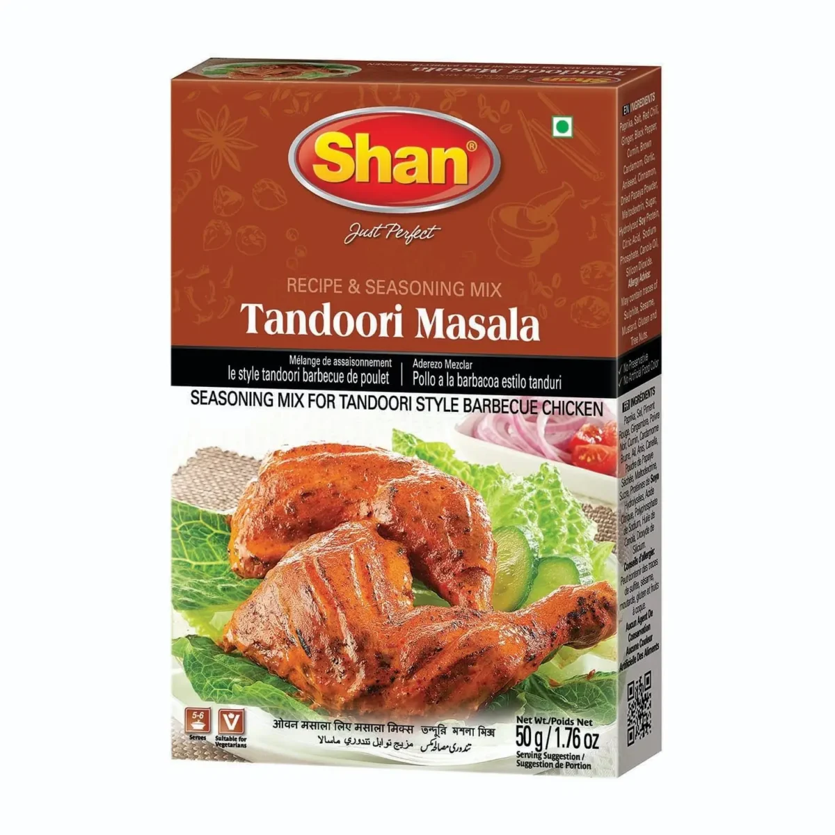 Shan Tandoori Recipe and Seasoning Mix 1.76 oz (50g) - Spice Powder for Tandoori Style Barbecue Chicken - Suitable for Vegetarians - Airtight Bag in a Box (Pack of 6)  Grocery & Gourmet Food - Image 10