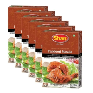 Shan Tandoori Recipe and Seasoning Mix 1.76 oz (50g) - Spice Powder for Tandoori Style Barbecue Chicken - Suitable for Vegetarians - Airtight Bag in a Box (Pack of 6)  Grocery & Gourmet Food