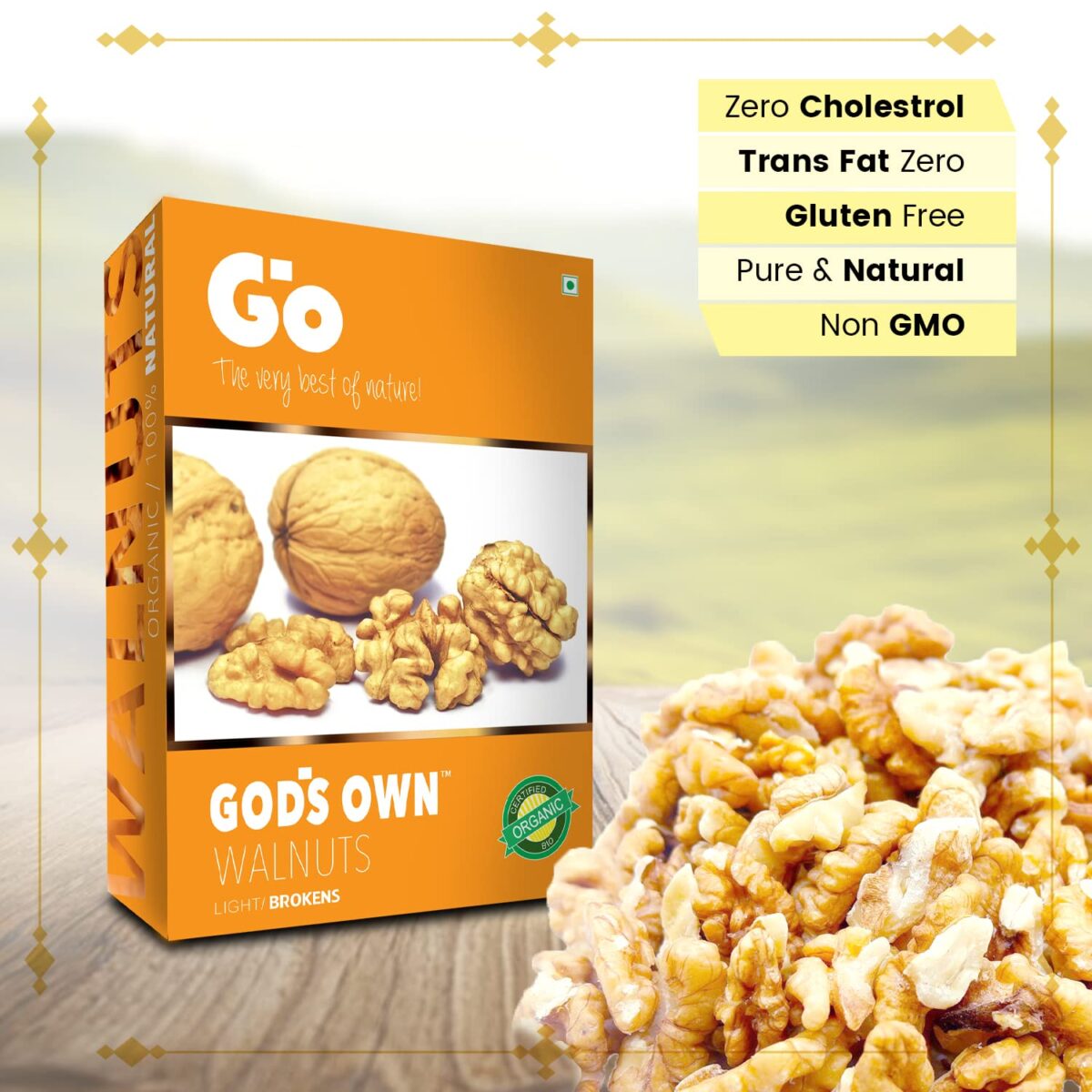 Go Organic Walnut Kernel (Broken Light) 250g| Walnuts Dry Fruits | Organic Walnuts | Kashmiri Walnuts Kernels for Snacking & Baking  Amazon.in Grocery & Gourmet Foods - Image 11